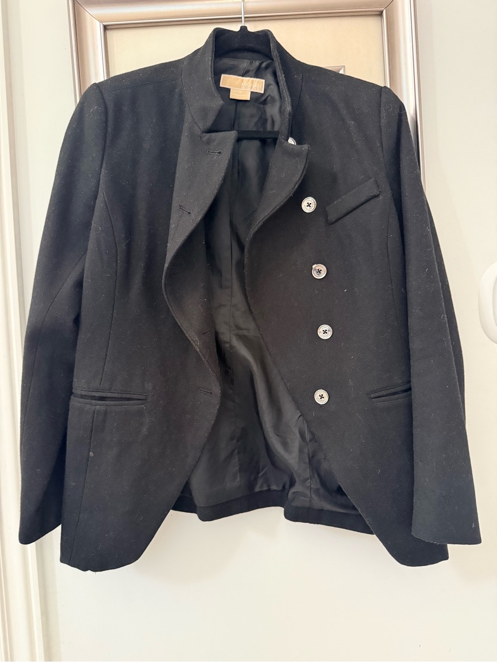 Michael Kors Black Women's Tailored Button Wool Jacket Blazer
